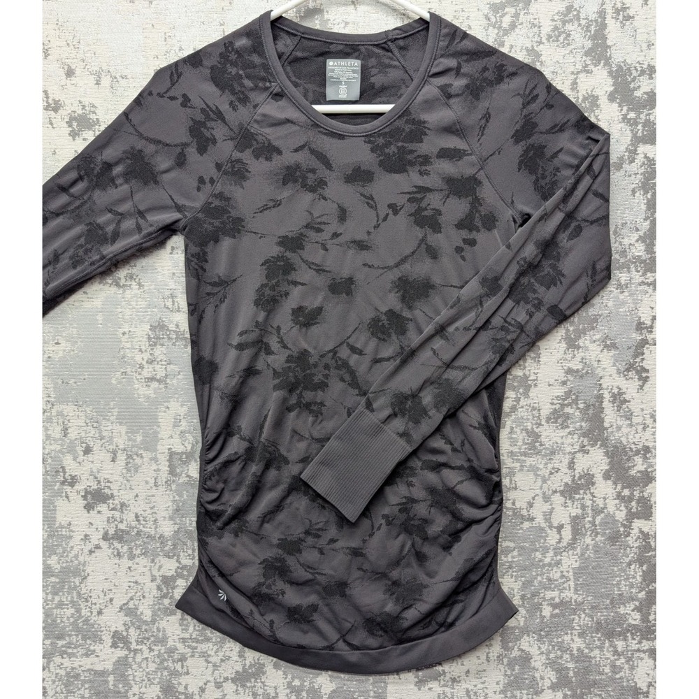 Athleta Speedlight City Bloom Top Women's Size S Black Chest 30" #486853‎ X0318H